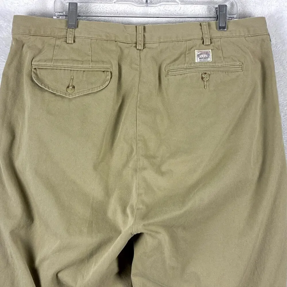 Polo Ralph Lauren Pants Men 38x31 Beige Twill Field Chino Pleated Preppy Classic